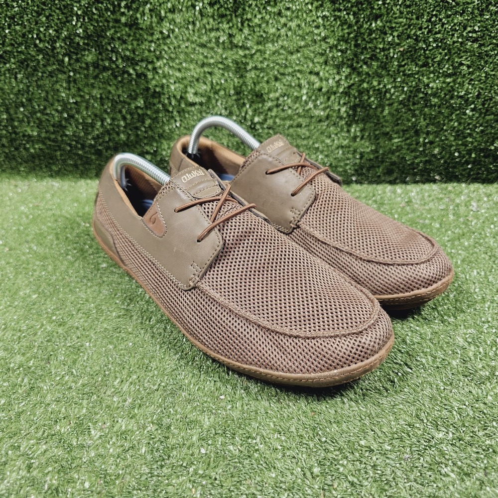 Olukai Mano Mesh Brown Slip-On Casual Loafers Boat Shoes Mens Size 10.5